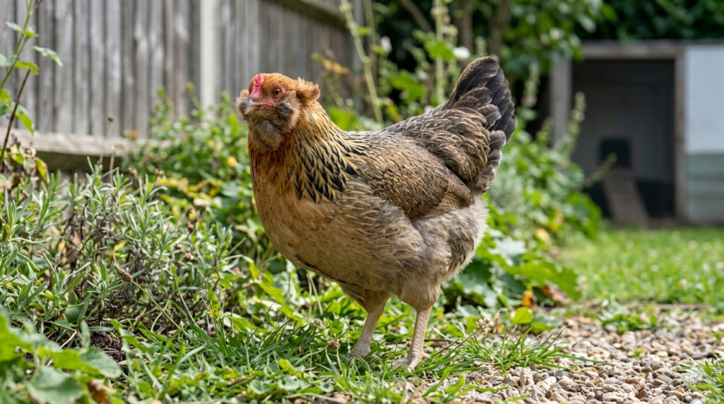 araucana bantam in a backyard
